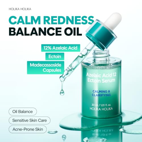 Azelaic Acid 12 Ectoin Serum 1.01 fl oz - Clarifying Soothing Capsule Serum with Madecassoside, Pore Refining Sebum Control for Sensitive Skin, Fragrance-Free Glow Serum, K-Beauty
