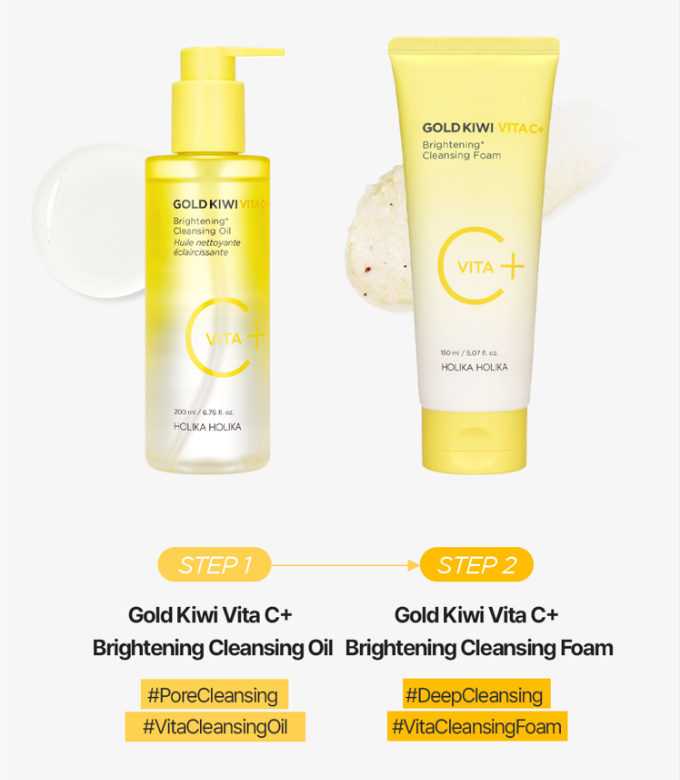 Gold Kiwi Vita C Plus Brightening Cleansing Foam - Vitamin C Daily Face Wash for Radiant Skin & Pore Care - 150ml (5.07 fl. oz.)