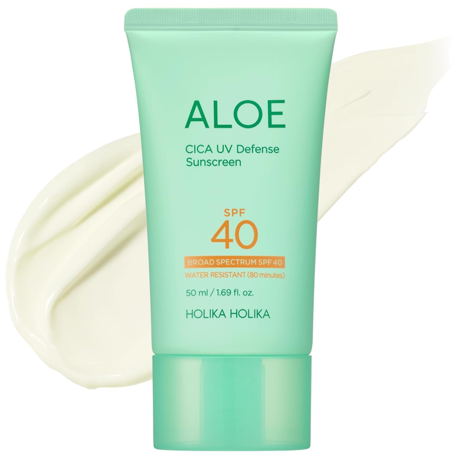 HOLIKA HOLIKA Aloe Cica UV Defense Sunscreen SPF 40 PA++++ – Lightweight Daily Face Sun Cream with Aloe & Centella for Sensitive Skin, Non-Greasy Hydrating Glow, Korean Skincare, 1.69 fl oz