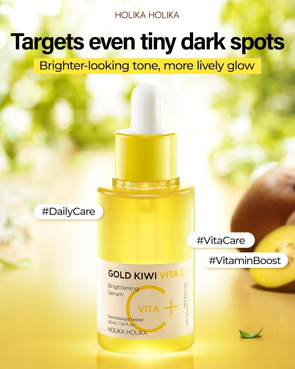 美容液 HOLIKA HOLIKA THE REAL Serum 30ml Gold Kiwi Vita C+ Brightening Serum - Vitamin C Face Serum for