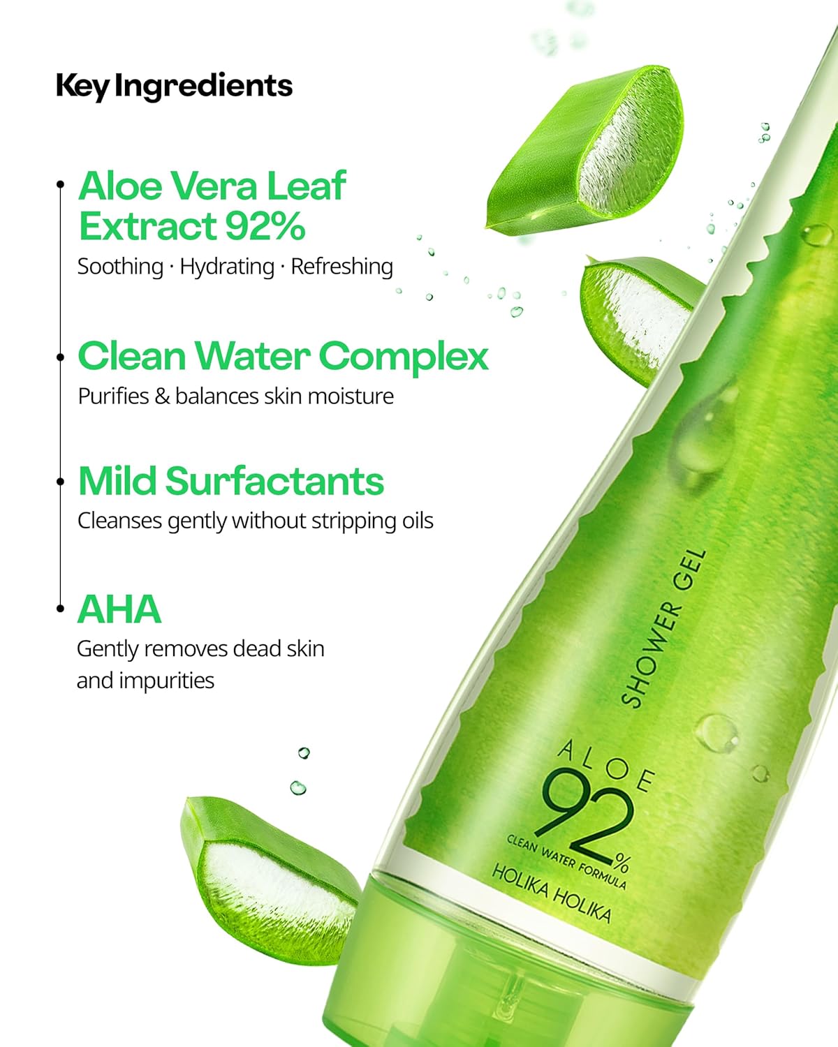 Holika Holika Aloe 92% Shower Gel - 8.45 fl. oz. | Clean Water Formula