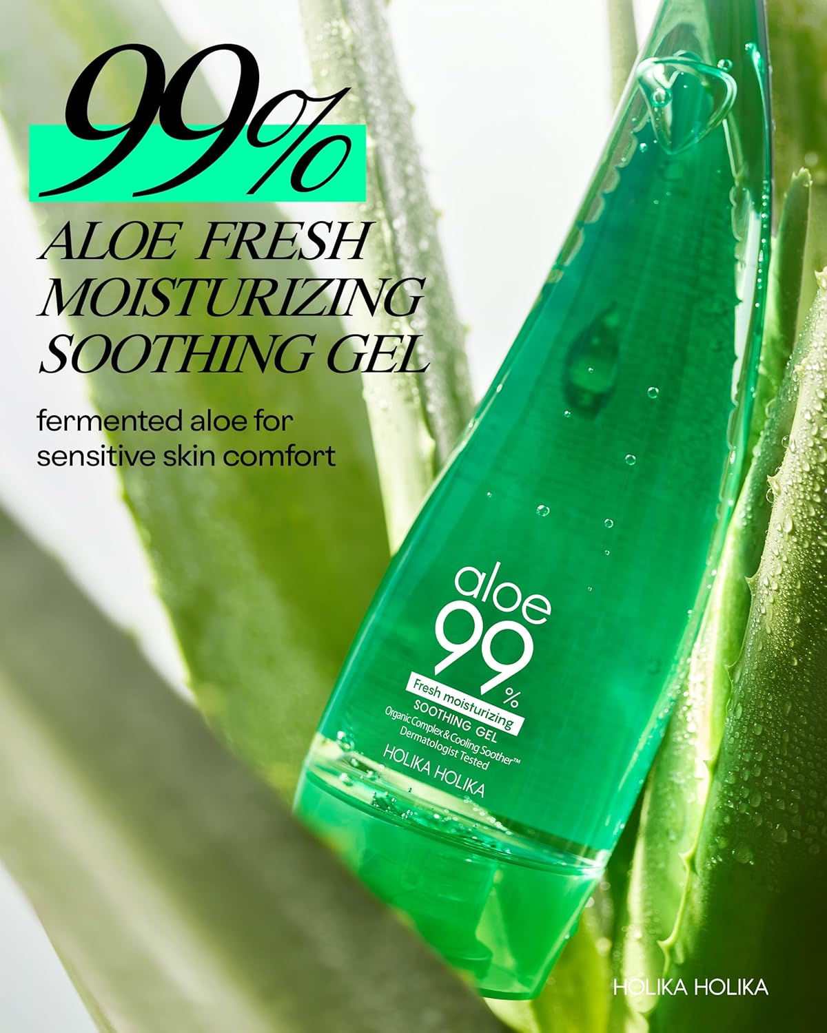 Aloe 99% Soothing Gel (Fresh Moisturizing) 8.5 Ounce/250ml No Sticky 99% Aloe Vera Sunburn Relief - Moisturizing, Fast Absorbing for Face, Skin, Body&Hair