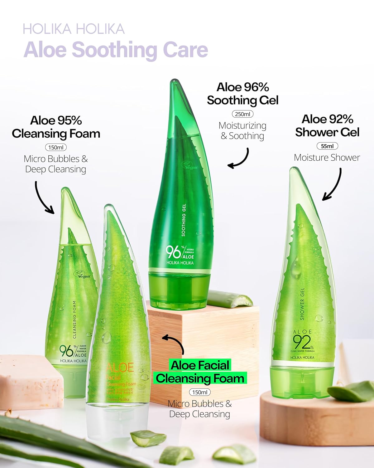 Holika Holika Aloe Facial Cleansing Foam - 5.07 fl.oz | Jeju Aloe Vera & Sulfate-Free