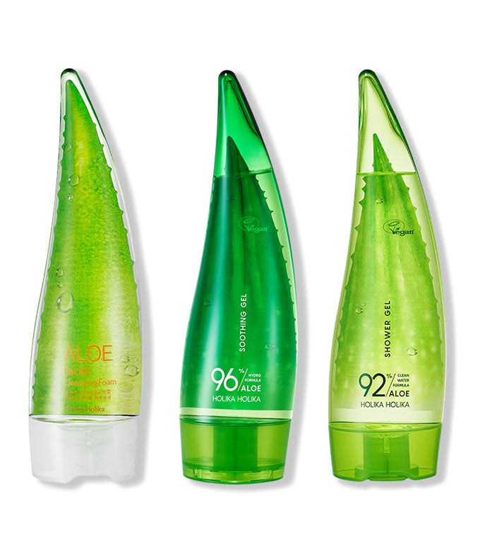 Aloe Facial Cleansing Foam + Hydro Formula 96% Soothing Gel + Clean Water Formula 92% Shower Gel