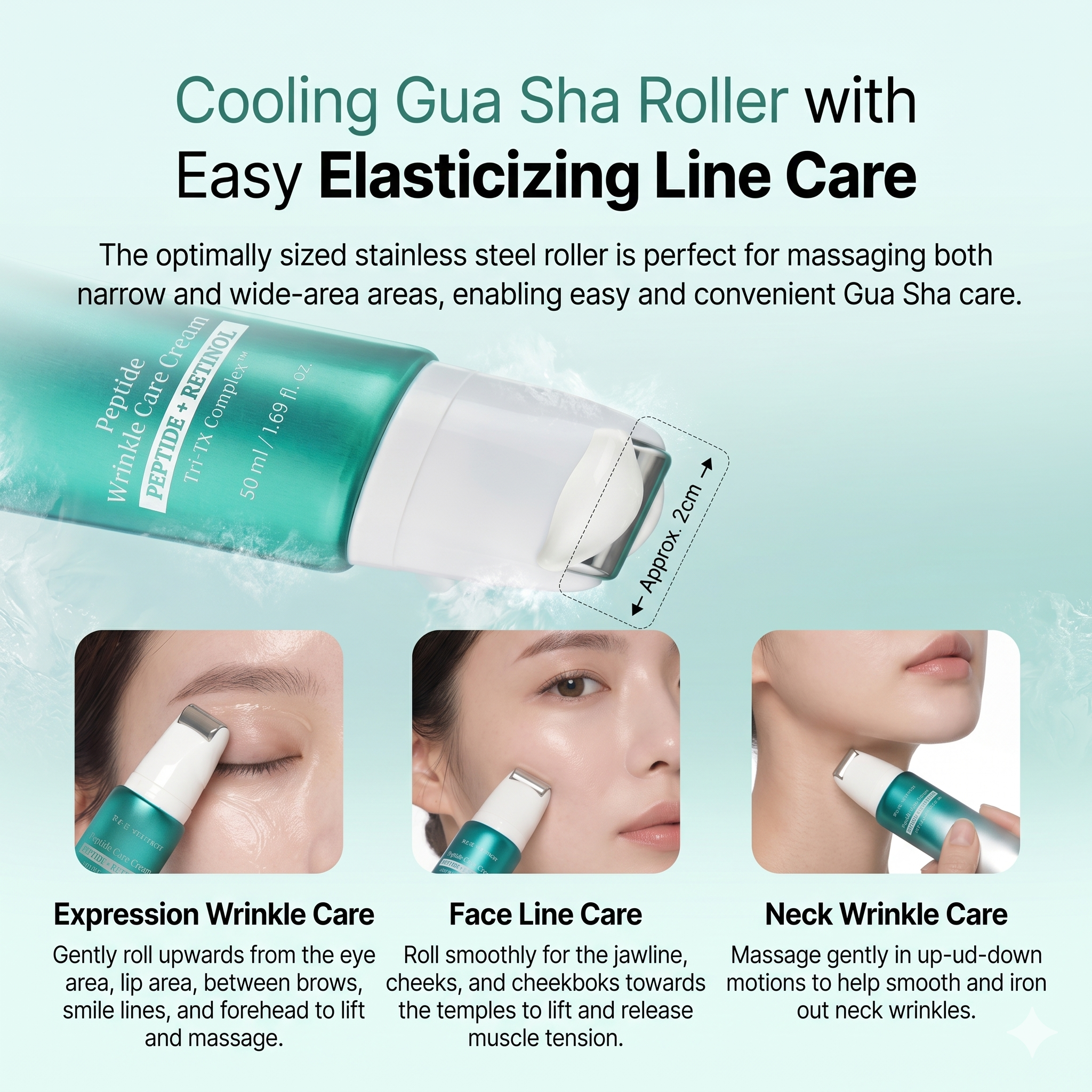 ENPRANI Botaretinol Peptide Wrinkle Care Cream 50ml (with Cooling Roller Applicator)