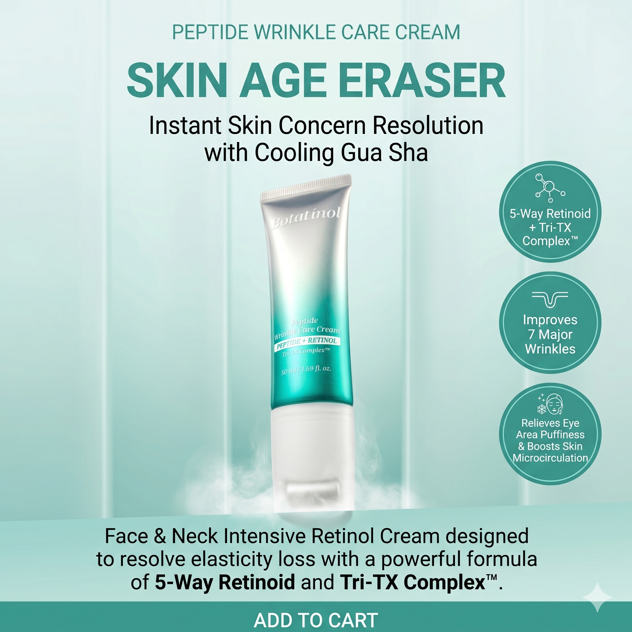 ENPRANI Botaretinol Peptide Wrinkle Care Cream 50ml (with Cooling Roller Applicator)