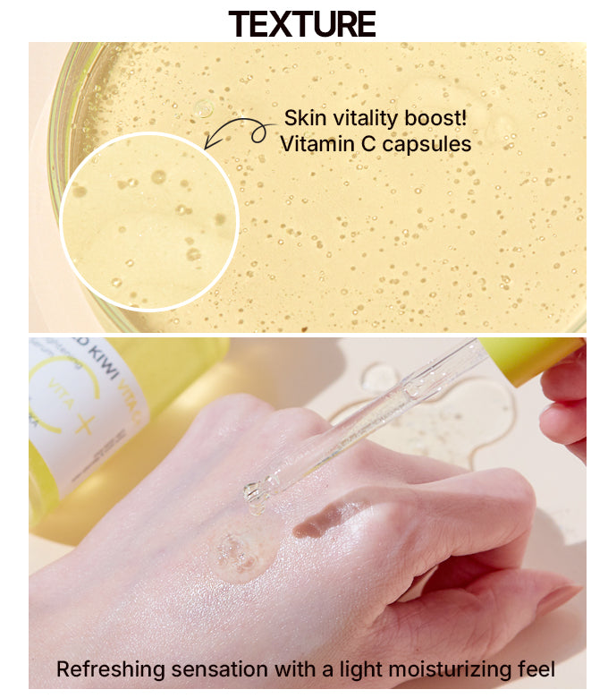 Lightweight gel serum with Vitamin C capsules that gently exfoliate and brighten