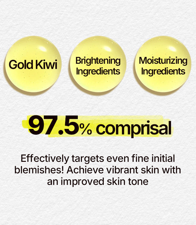 Gold kiwi extract and 12 vitamins for antioxidant-rich brightening and hydration