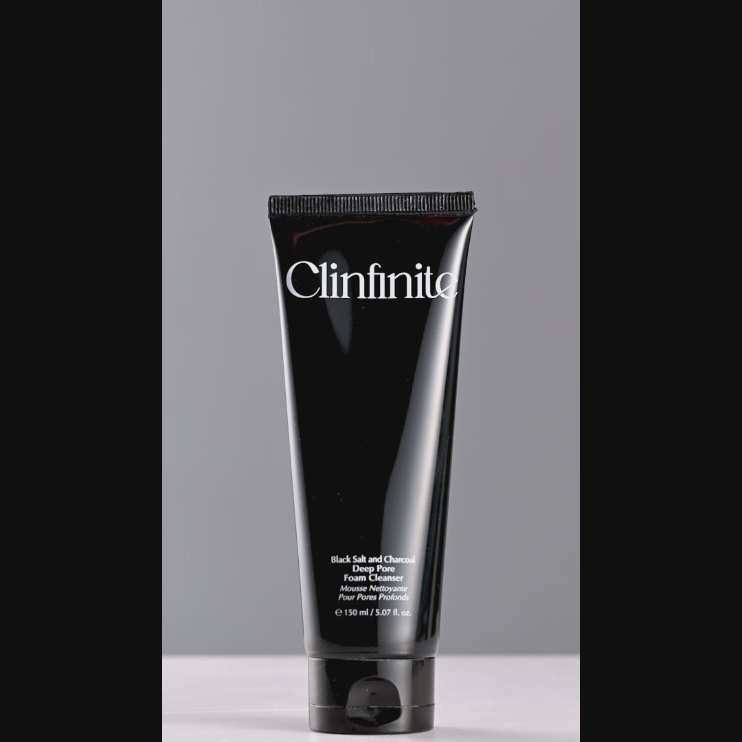Load video: Clinfinite Black Salt and Charcoal Blackhead Deep Pore Foam Cleanser 5.07 fl. oz